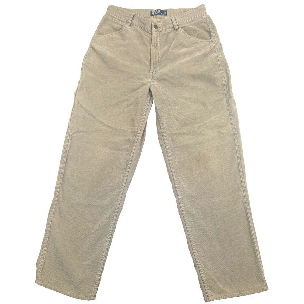 Vintage Polo Ralph Lauren Corduroy Carpenter Pants Mens 30x30.5 Tan Utility 5005